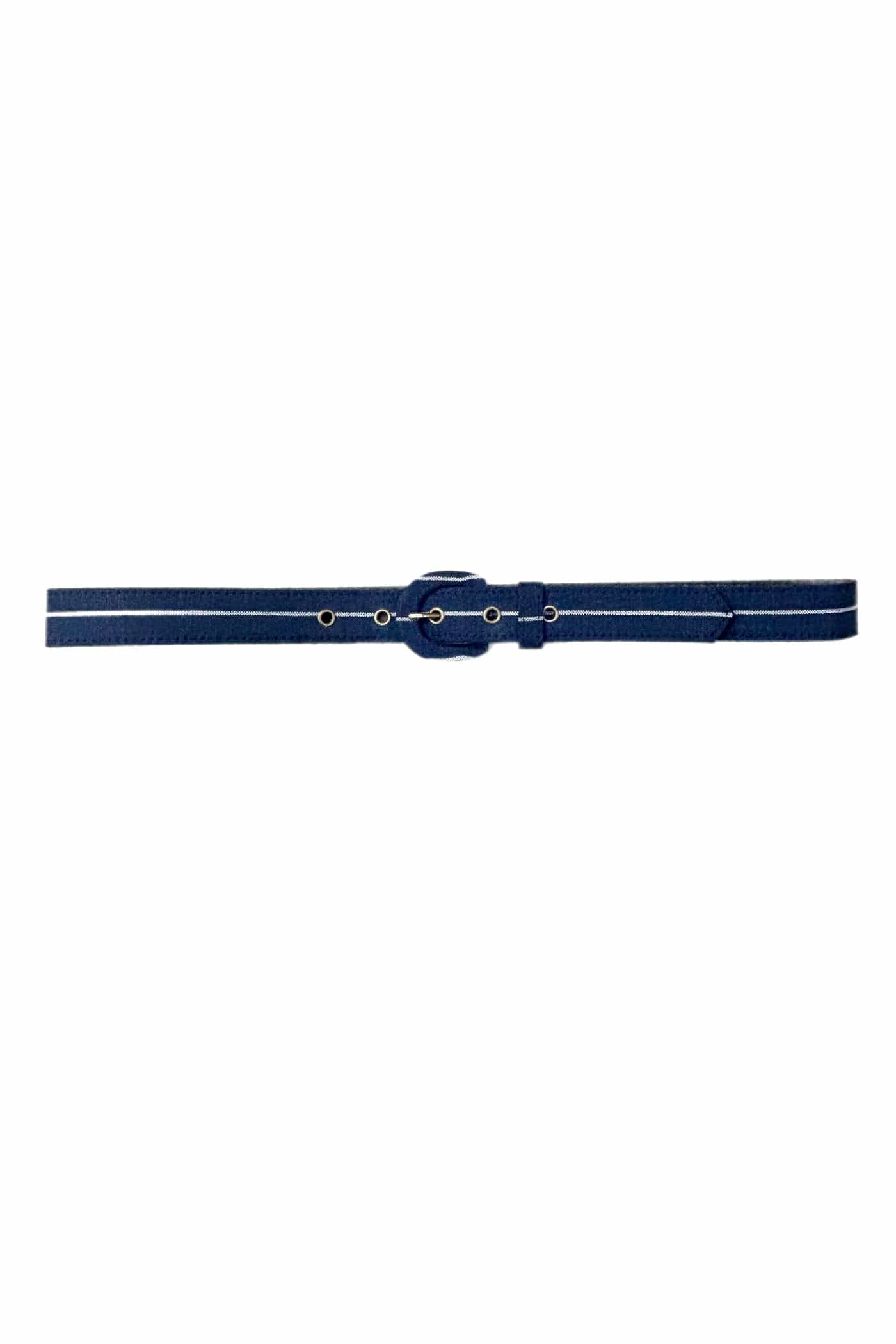 Linen Suiting Belts Belts CHRISTINE ALCALAY Midnight Stripe (Linen Stripes) Extra Small