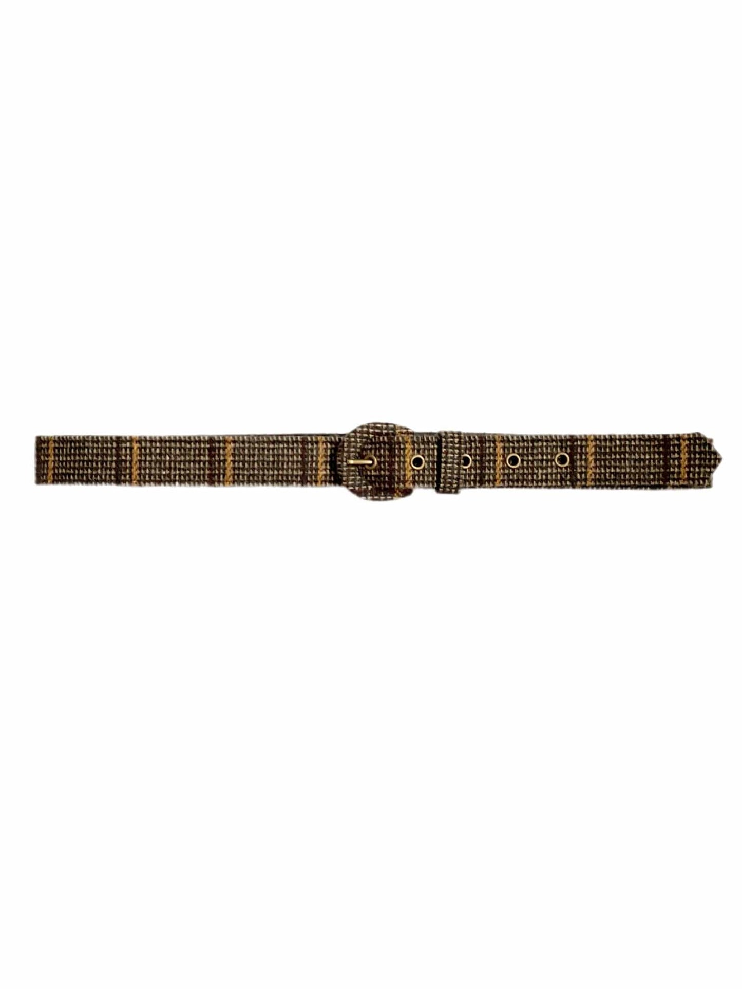 Narrow Belt for Nature vs Nurture Collection Belts CHRISTINE ALCALAY Toffee Plaid (Wool) Extra Small 