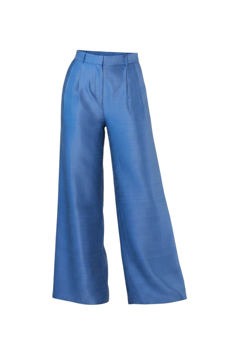 Amandine Pant in Bleuet Silk Dupioni – CHRISTINE ALCALAY