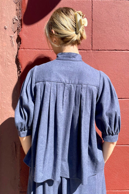 Livia Blouse in Navy Japanese Cotton Flannel Tops CHRISTINE ALCALAY