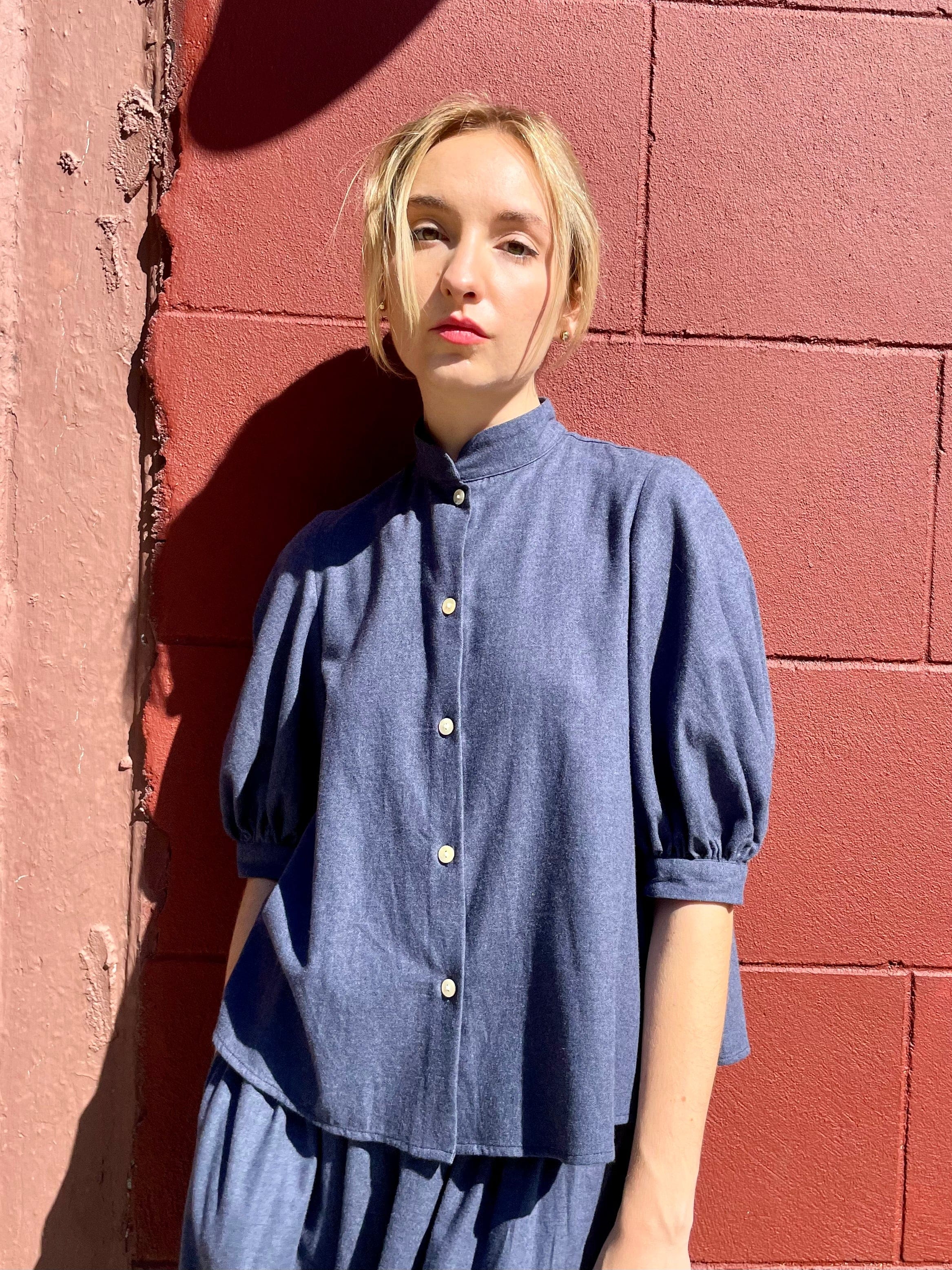 Livia Blouse in Navy Japanese Cotton Flannel – CHRISTINE ALCALAY