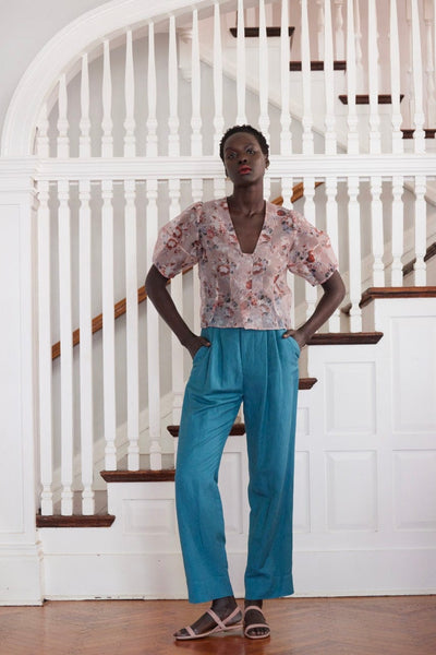 Nora Blouse in Rose Print Silk Organza – CHRISTINE ALCALAY