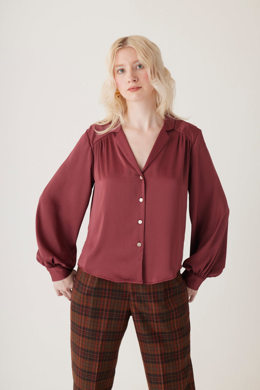 Rose Blouse in Japanese Charmeuse Blouse CHRISTINE ALCALAY Wine Extra Small 