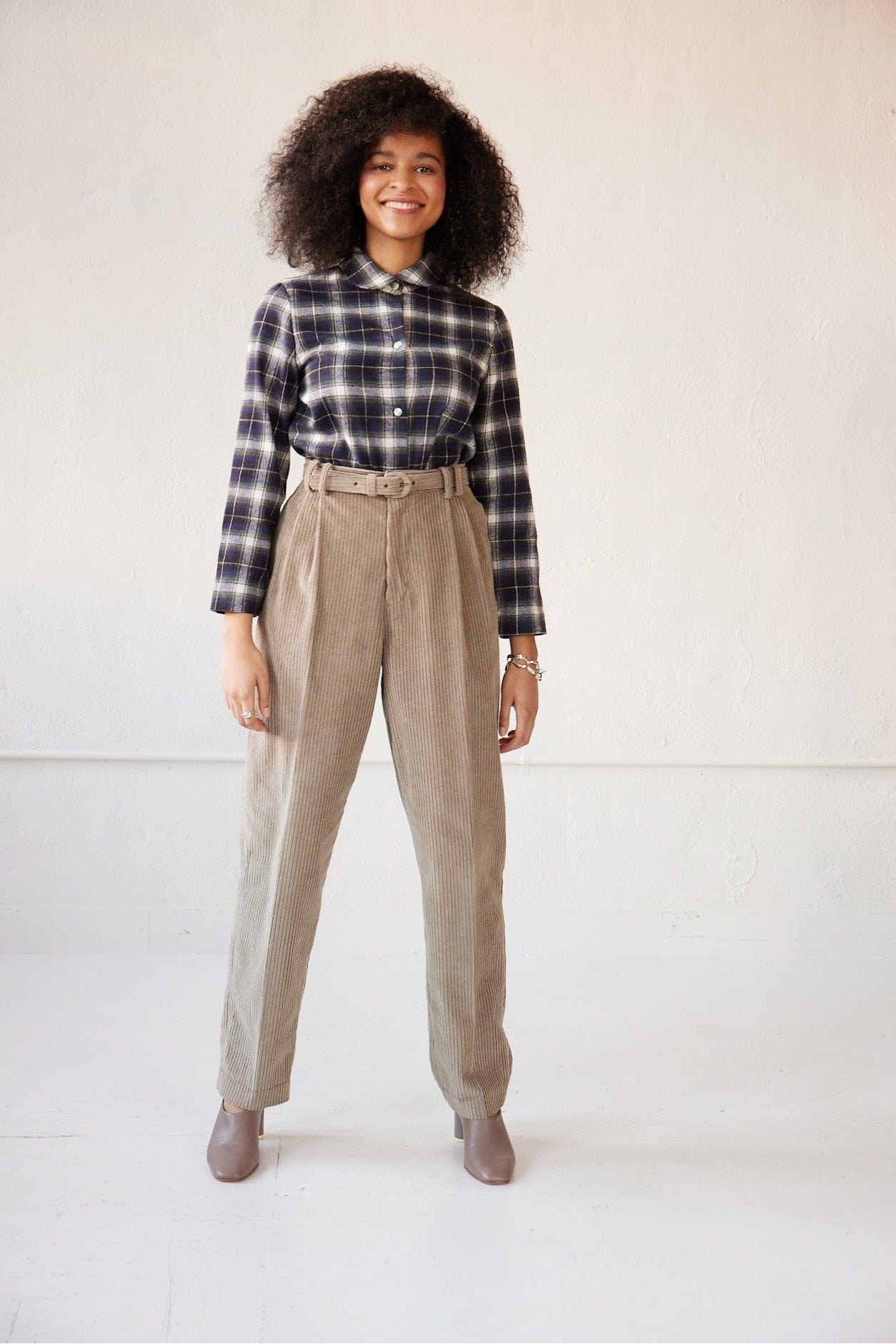 Binty Blouse in Japanese Flannel Blouses CHRISTINE ALCALAY Blue Plaid Flannel Extra Small 
