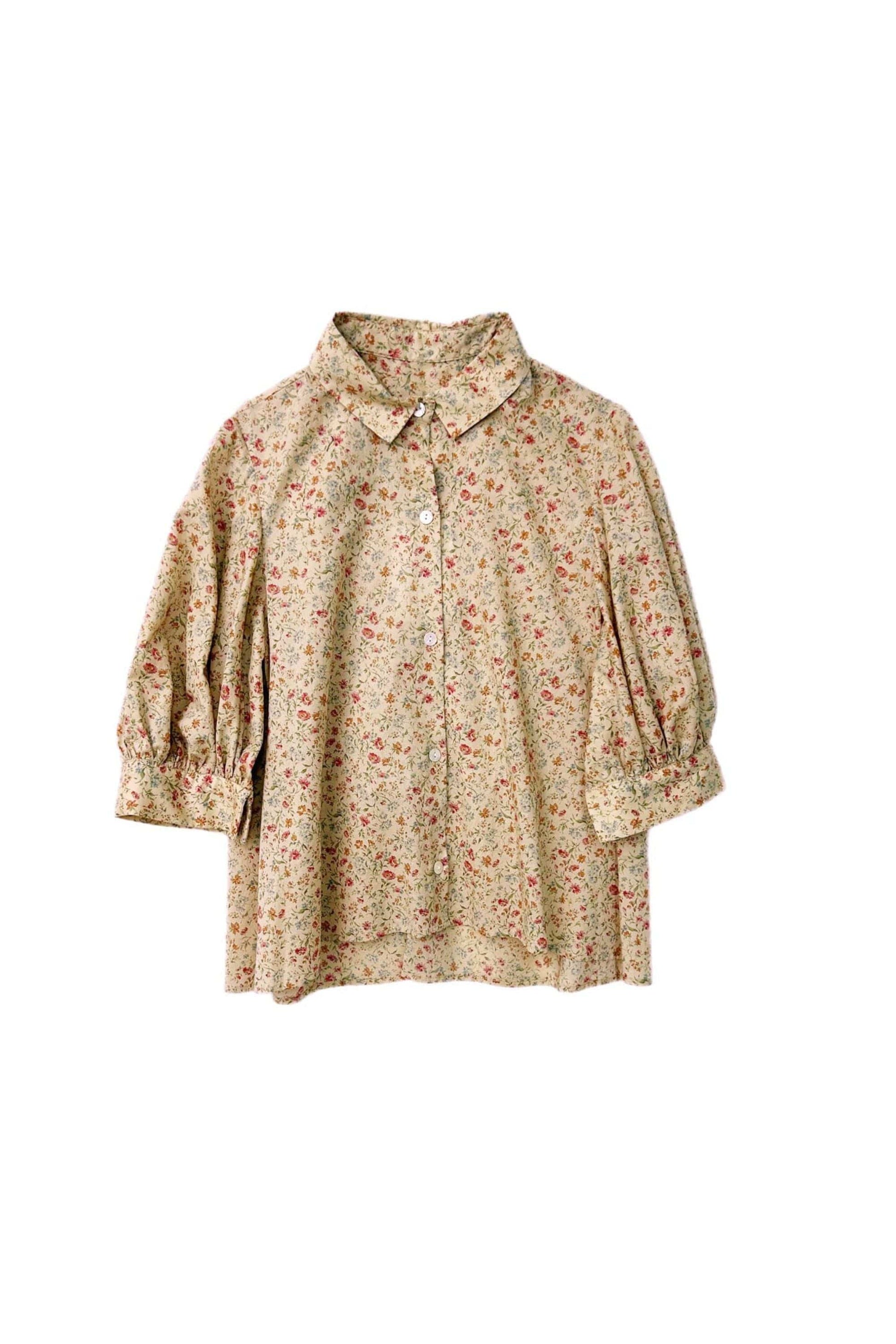 Sylvia Blouse in Cotton Floral Blouses CHRISTINE ALCALAY Tea Floral Extra Small 