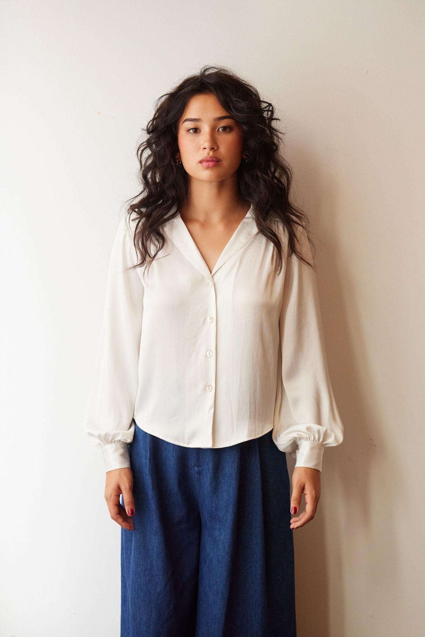 Rose Blouse in Japanese Charmeuse Blouses CHRISTINE ALCALAY White Extra Small 