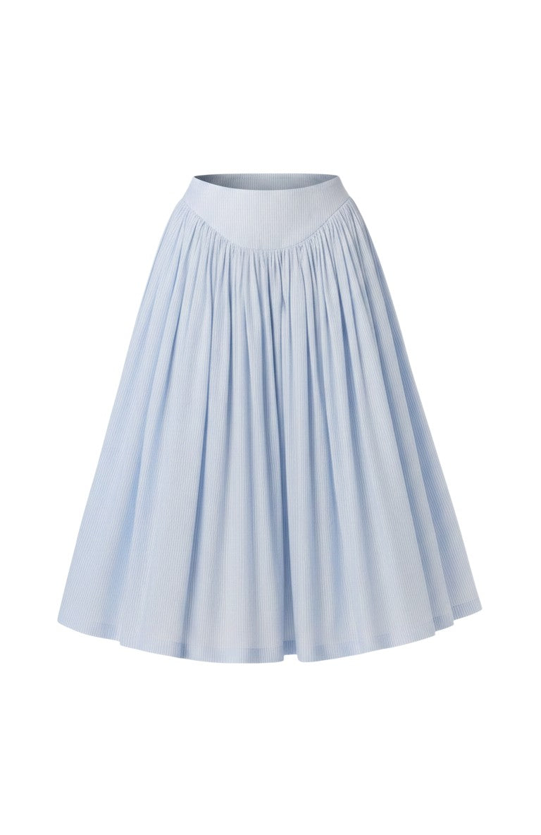 Ursula Skirt in Blue Stripe Seersucker Skirts CHRISTINE ALCALAY