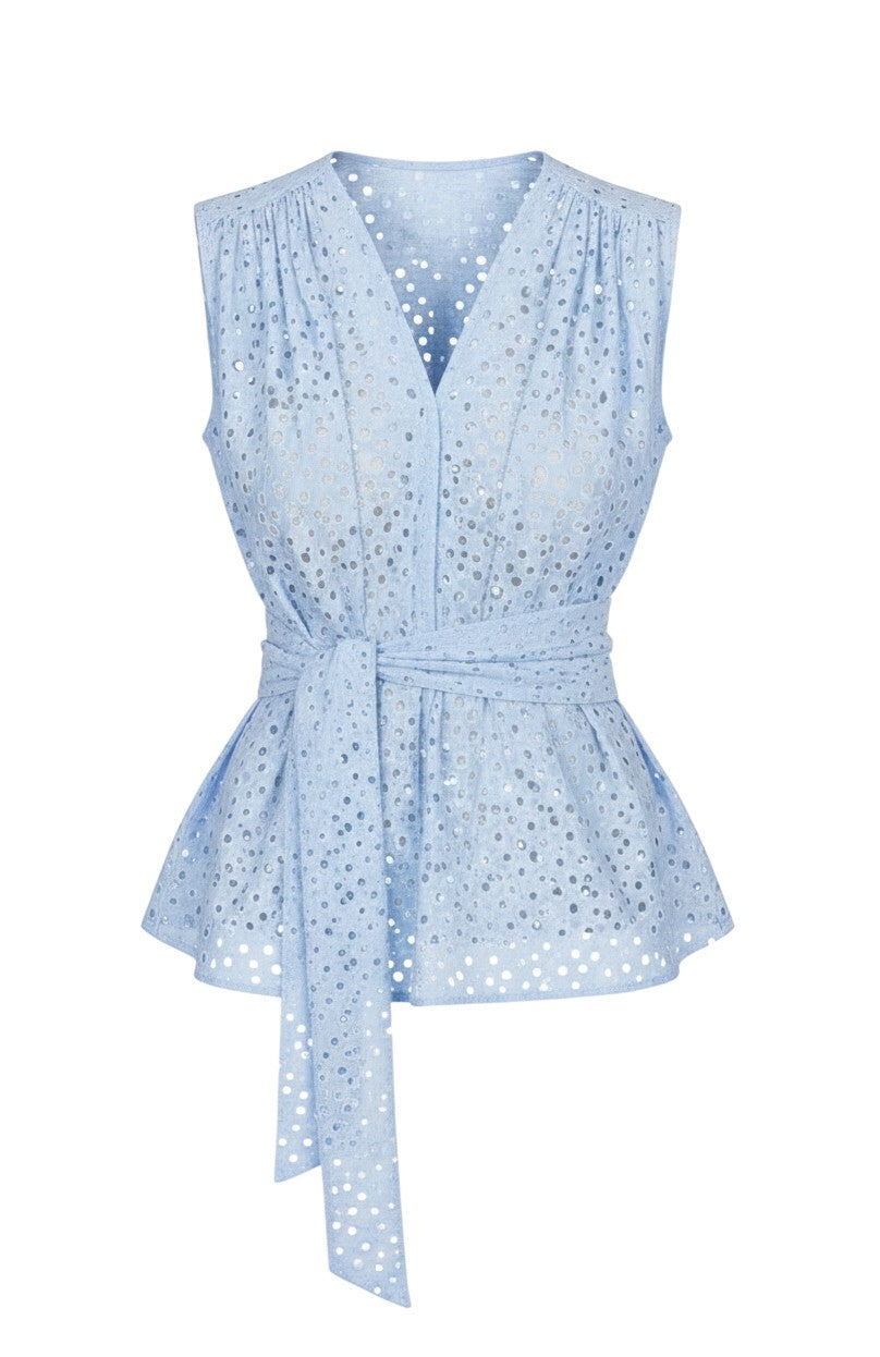 Rachel Blouse In Bluebell Corded Lace Tops CHRISTINE ALCALAY
