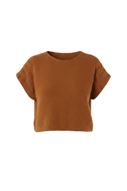 Kerry Tee in Brown Sugar Pima Cotton Tops CHRISTINE ALCALAY