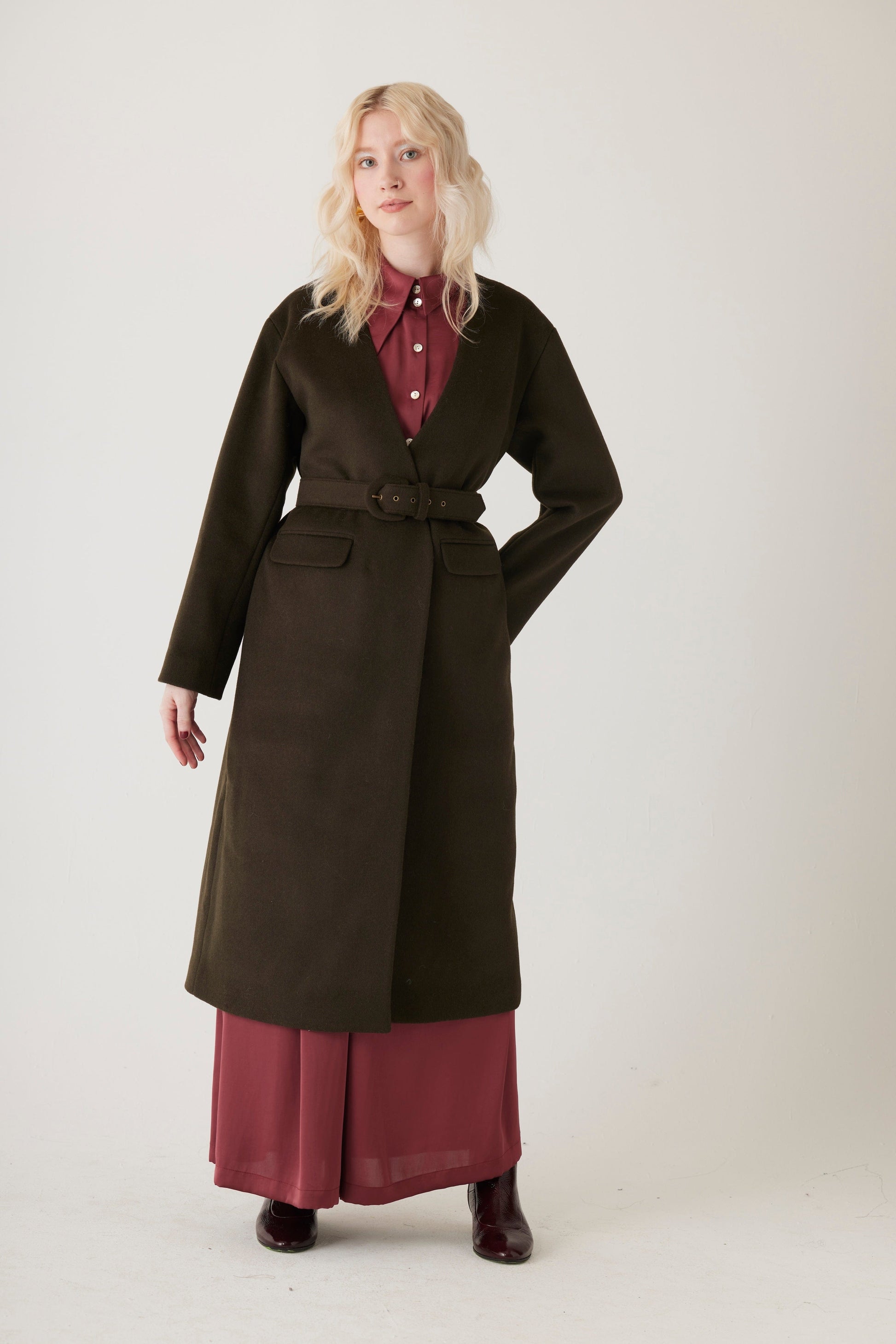 Nima Coat in Wool Blend Coat CHRISTINE ALCALAY Moss Extra Small 