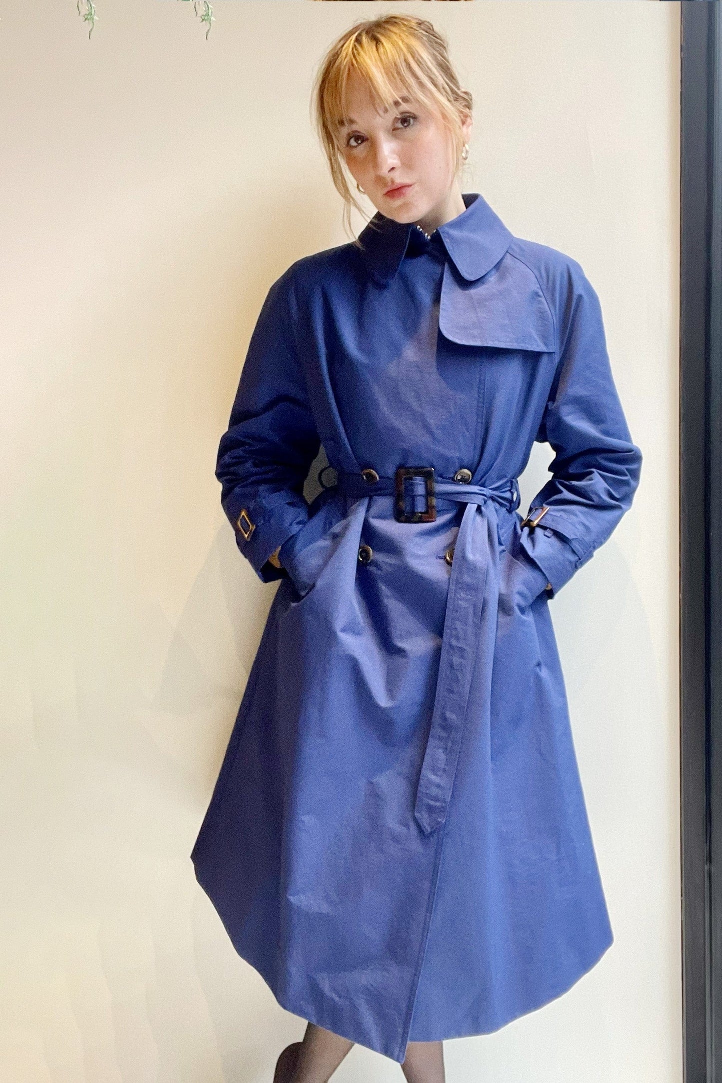 Regine Trench Coat in Nylon Blend Coats CHRISTINE ALCALAY Cobalt Extra Small 