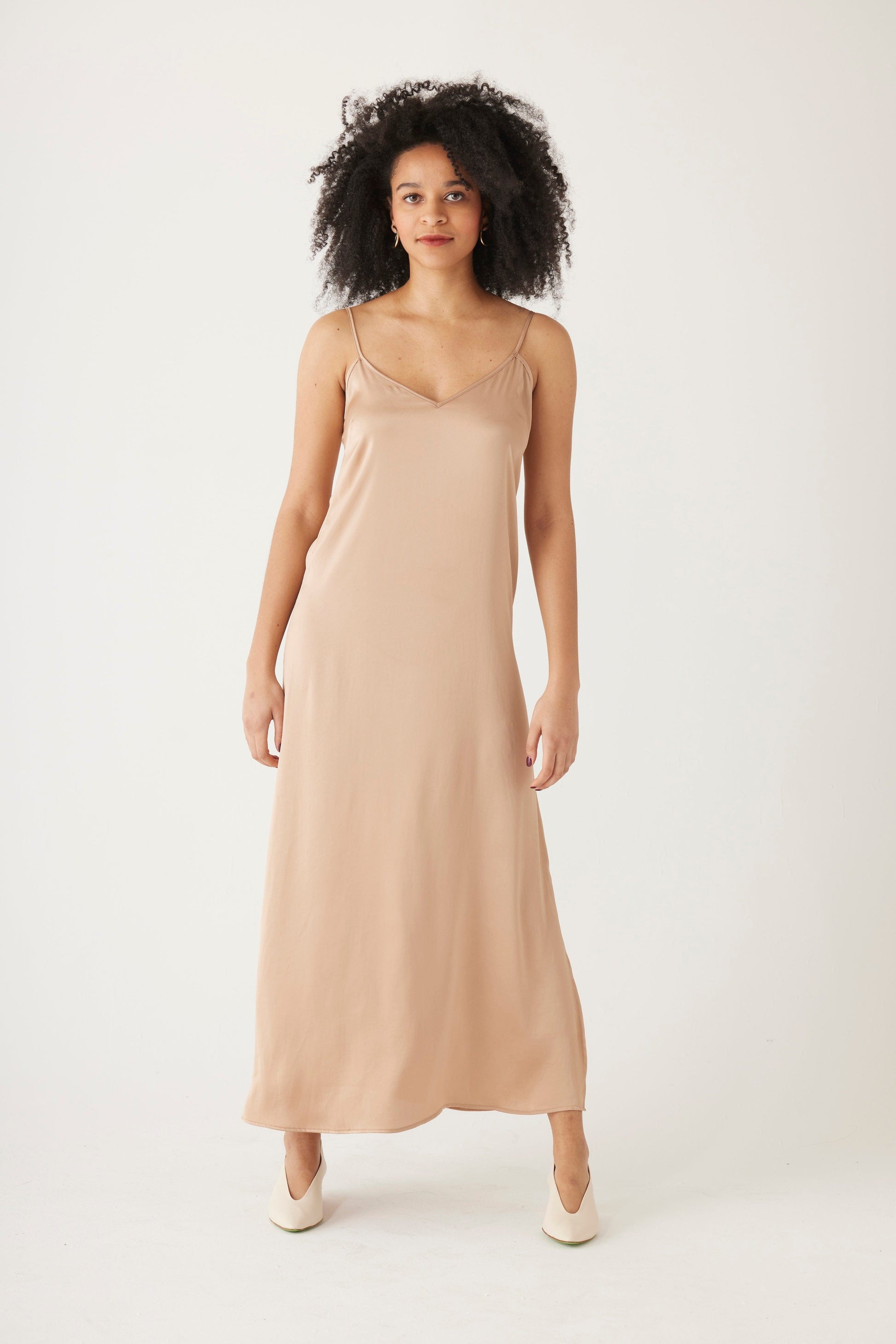 nude slip dress Kate Slip Dress in Japanese Charmeuse, Dark Nude / Small