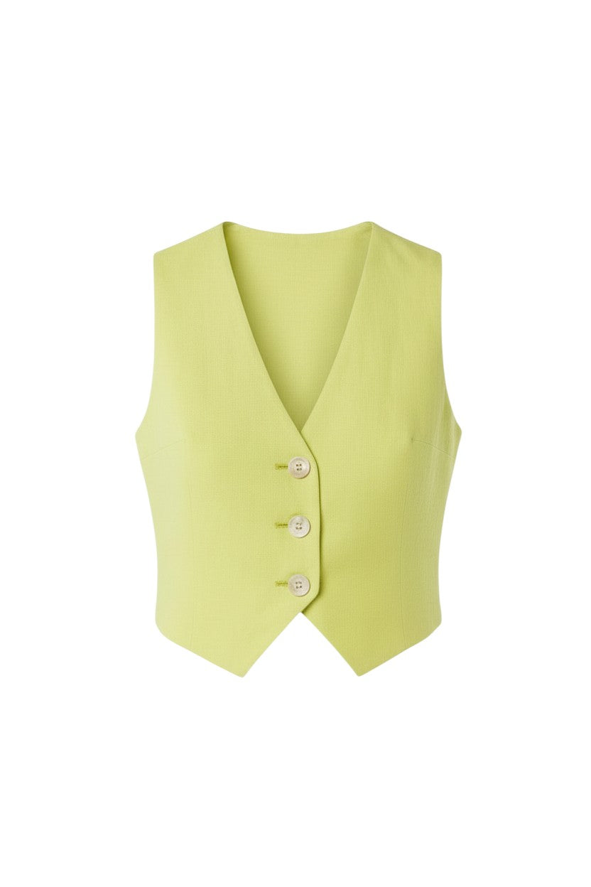 Diane Tailored V Neck Vest in Linen Vests CHRISTINE ALCALAY