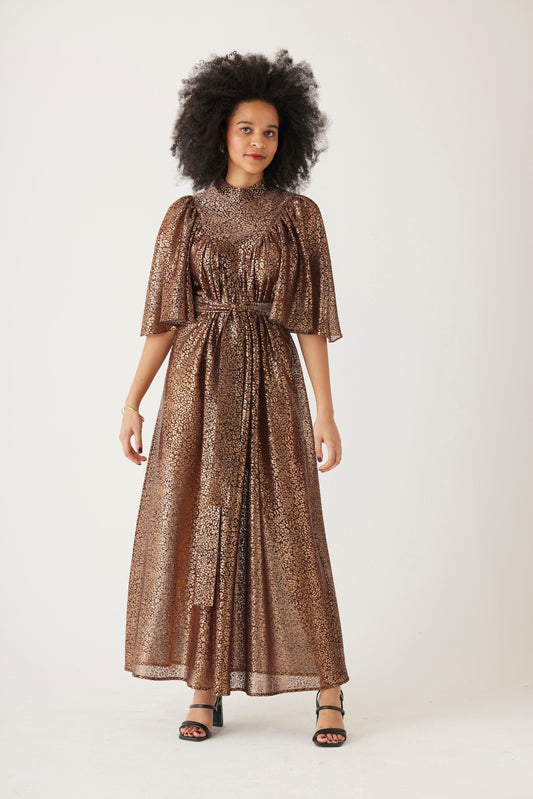 Maya Dress in Metallic Dress CHRISTINE ALCALAY Bronze Metallic XS/S 