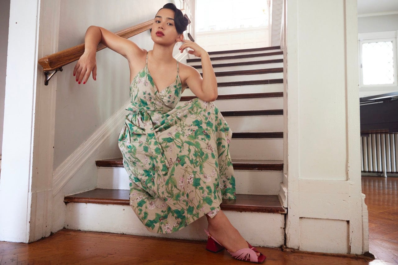 Mari Reversible Wrap Dress in Floral Linen CHRISTINE ALCALAY Mari Reversible Wrap Dress in Floral Linen CHRISTINE ALCALAY