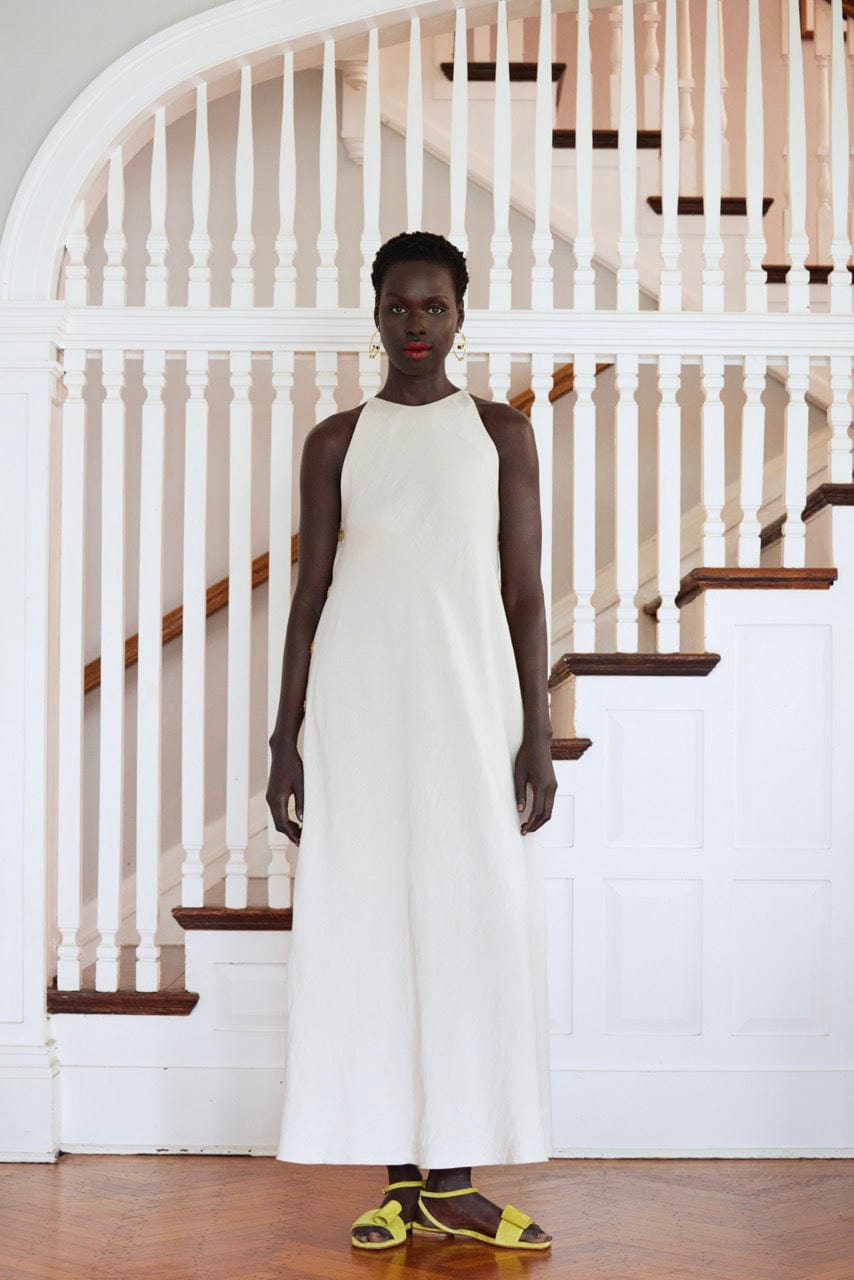 amelia linen dress Amelia Dress in Linen Blend, Oyster / M/L