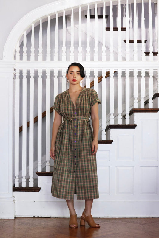 SAMPLE SS25 - Frankie Dress in Cotton Plaid Dress CHRISTINE ALCALAY   