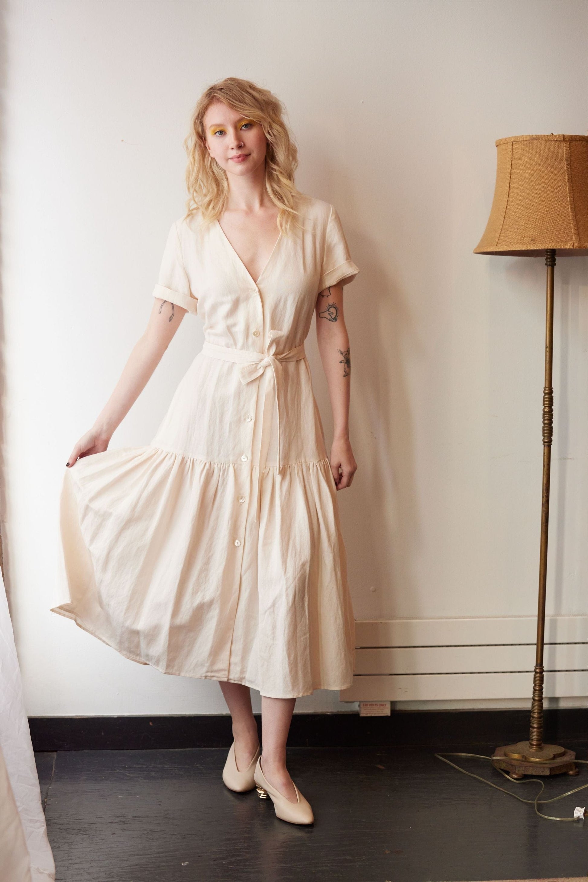 Aly Dress in Linen Blend Dresses CHRISTINE ALCALAY   