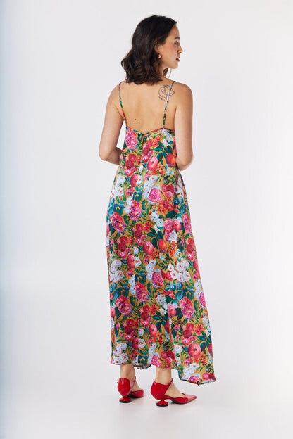 Calista Dress in Pom Floral Washed Silk Dresses CHRISTINE ALCALAY