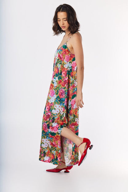 Calista Dress in Pom Floral Washed Silk Dresses CHRISTINE ALCALAY