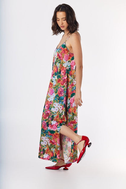 Calista Dress in Pom Floral Washed Silk Dresses CHRISTINE ALCALAY