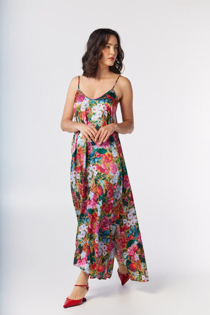 Calista Dress in Pom Floral Washed Silk Dresses CHRISTINE ALCALAY