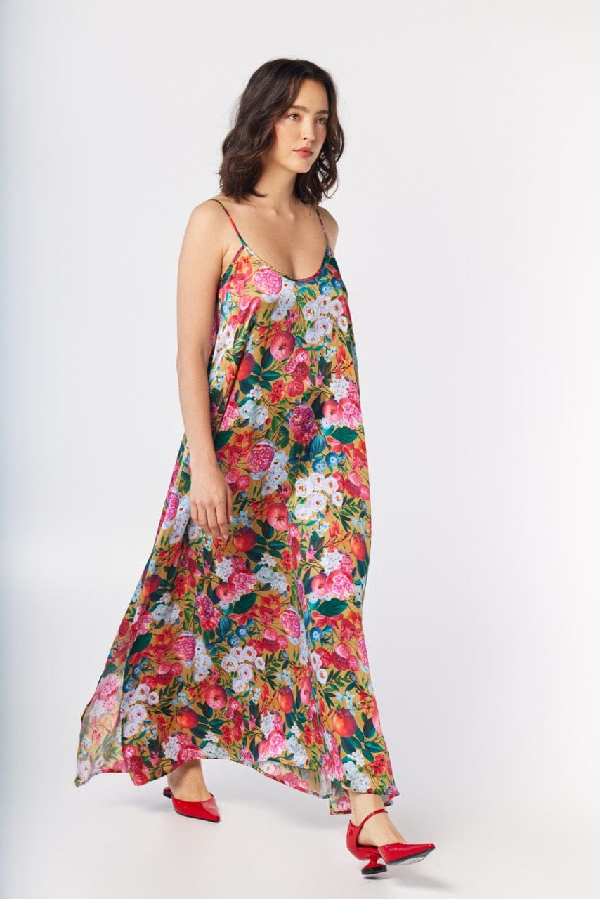 Calista Dress in Pom Floral Washed Silk Dresses CHRISTINE ALCALAY