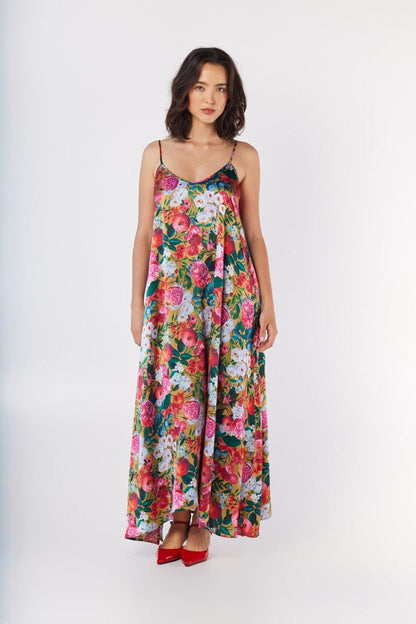 Calista Dress in Pom Floral Washed Silk Dresses CHRISTINE ALCALAY