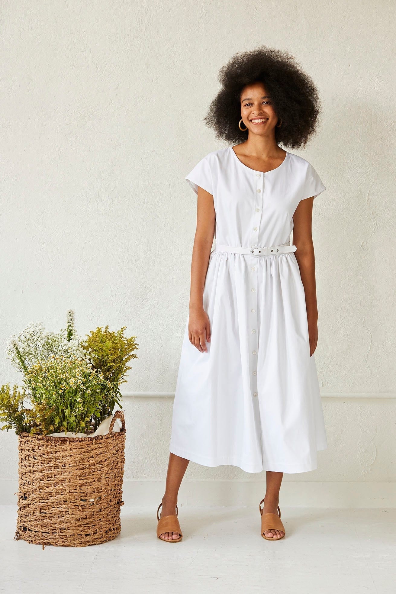 Hannah Dress in Cotton Twill Dresses CHRISTINE ALCALAY Chalk Extra Small 