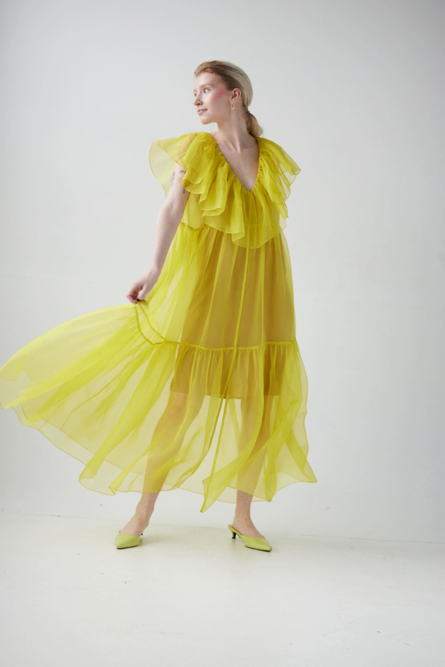 Papillon Dress in Silk Organza Dresses Christine Alcalay Citrine Organza XS/S 
