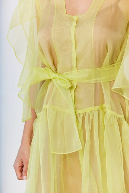 Coclico Dress in Lemongrass Silk Organza Dresses CHRISTINE ALCALAY