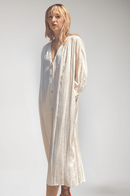 Farrah Dress in Leopard Jacquard Dresses CHRISTINE ALCALAY Cream XS/S