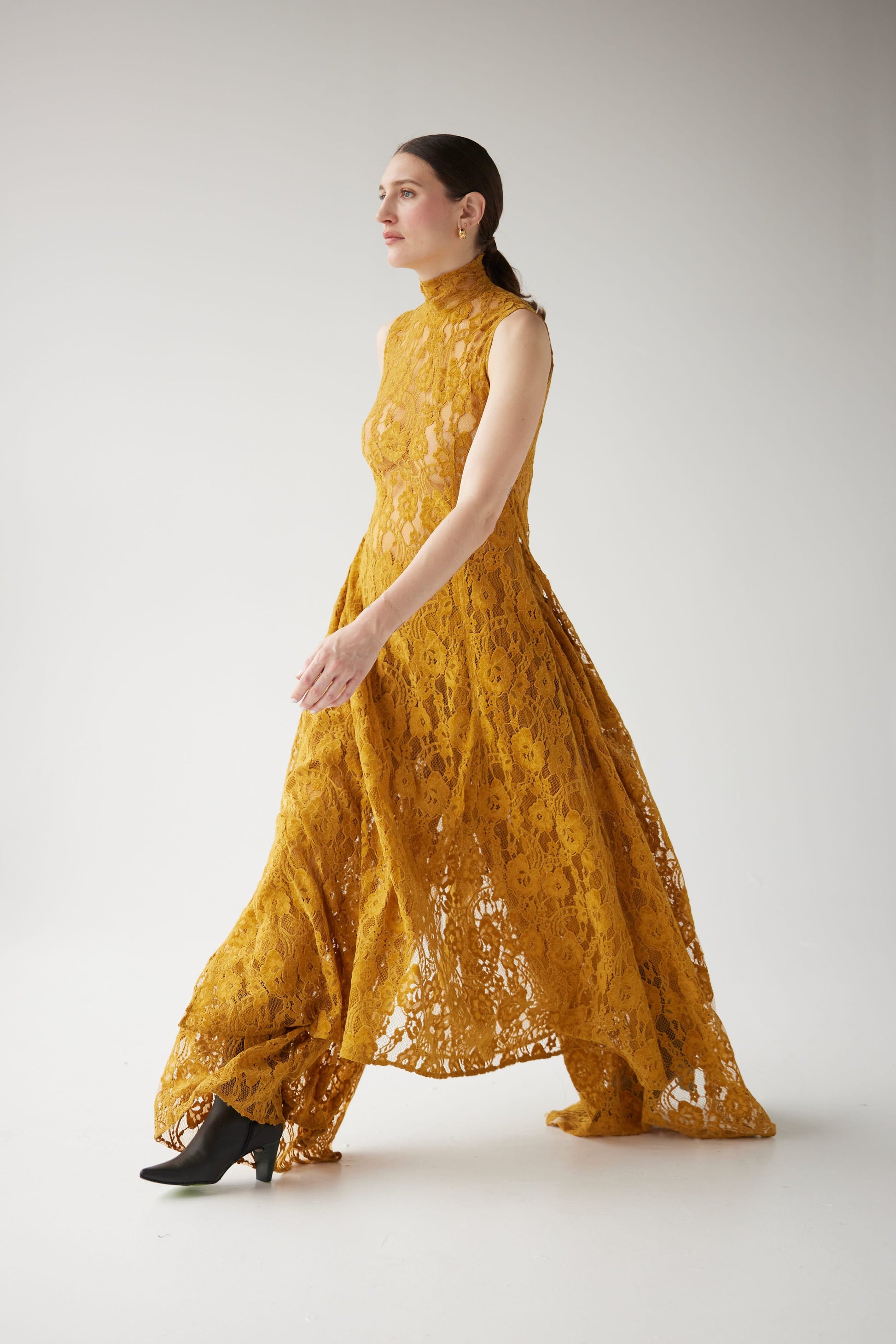 yellow lace dresses Backless Long Prom Dresses, Backless Yellow Lace Formal Ev jbydress stretch) Hemline Yellow Lace prairie dress, Sleeveless