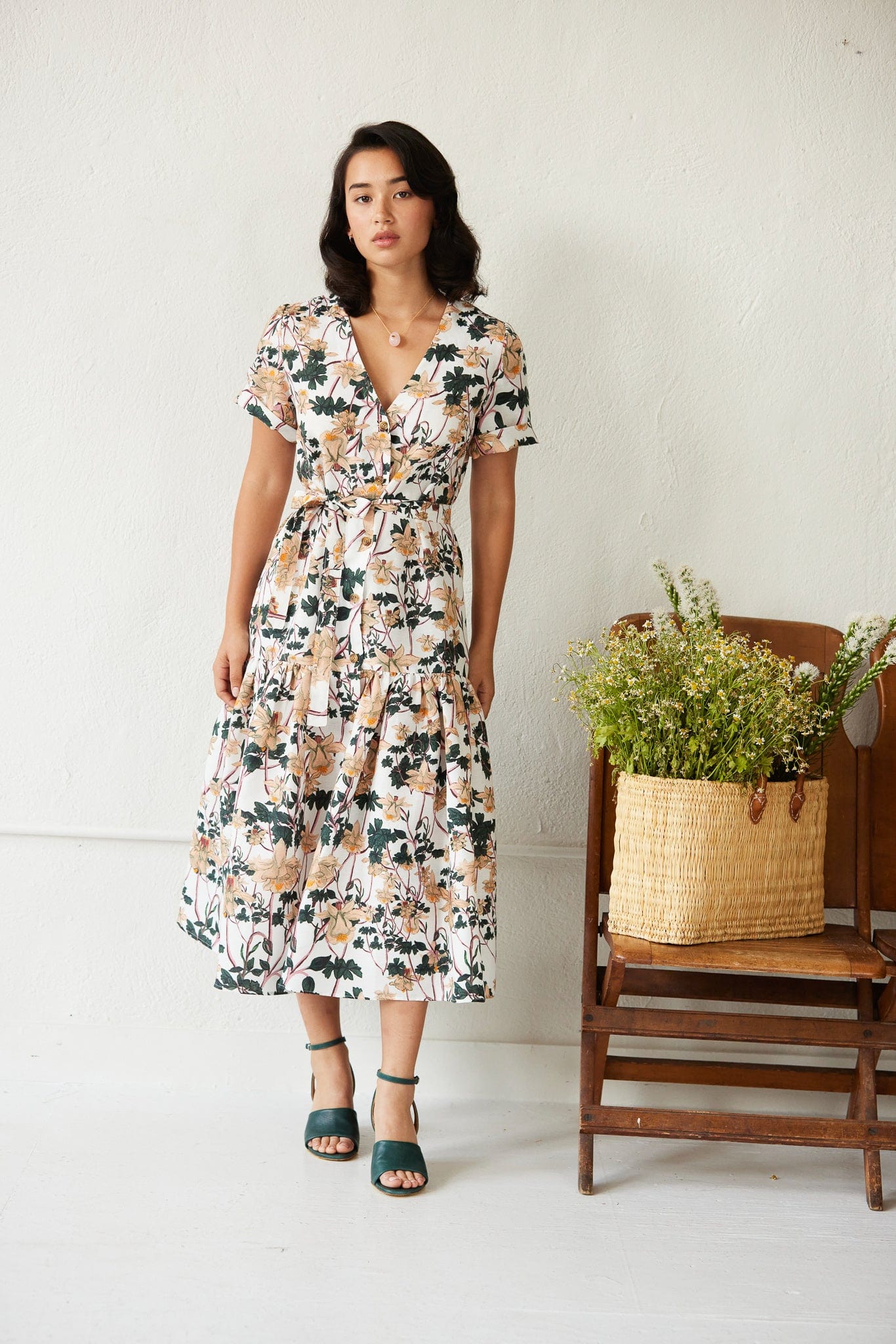 Aly Dress in Linen Blend Dresses CHRISTINE ALCALAY French Columbine Extra Small 