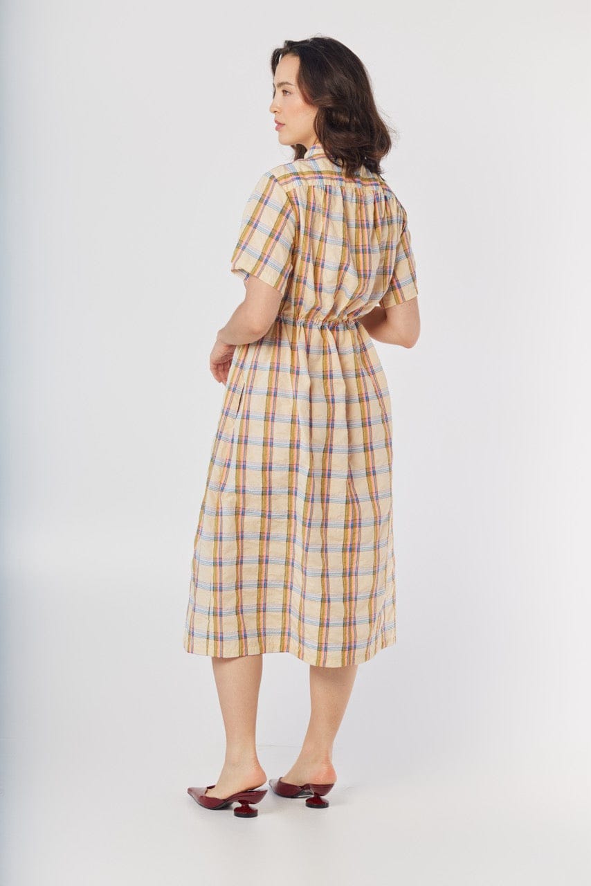 Georgie Dress in Lemon Yellow Plaid Cotton Blend Dresses CHRISTINE ALCALAY