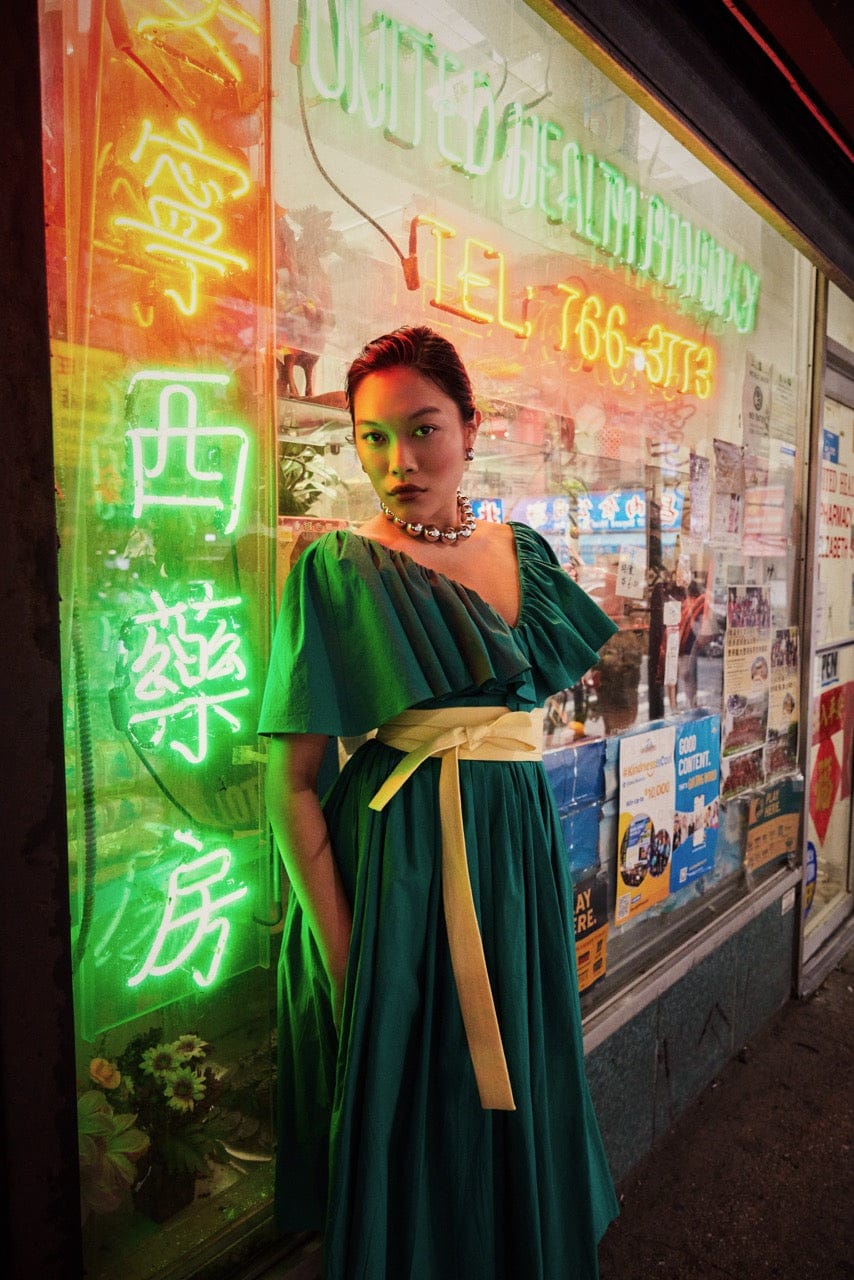 Hong Nhung Dress in Malachite Green Cotton Dresses CHRISTINE ALCALAY