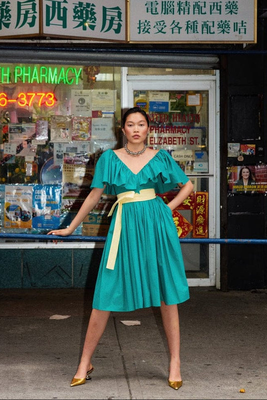 Hong Nhung Dress in Malachite Green Cotton Dresses CHRISTINE ALCALAY