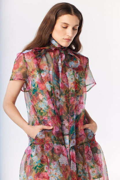 Jacqueline Dress in Pom Floral Silk Organza Dresses CHRISTINE ALCALAY