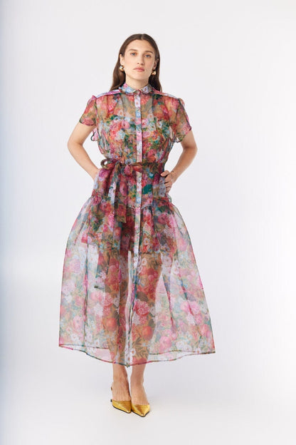 Jacqueline Dress in Pom Floral Silk Organza Dresses CHRISTINE ALCALAY