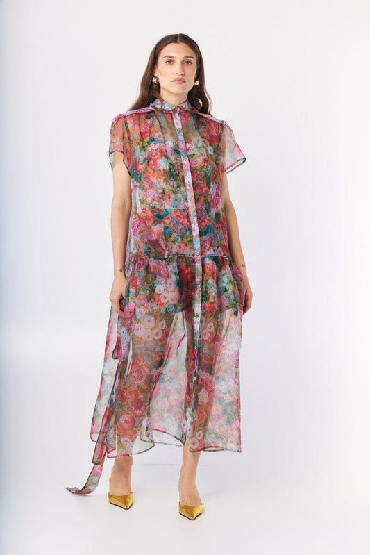 Jacqueline Dress in Pom Floral Silk Organza Dresses CHRISTINE ALCALAY