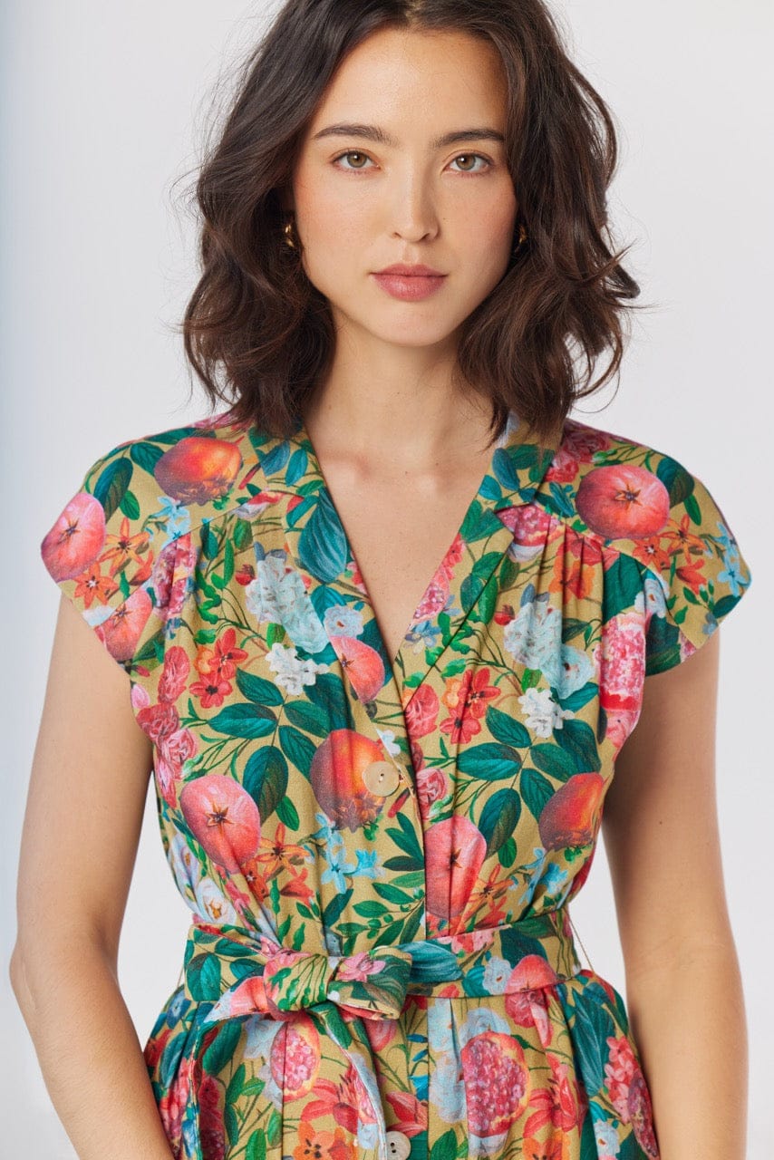 Jeane Dress in Pom Floral Linen Cotton Dresses CHRISTINE ALCALAY