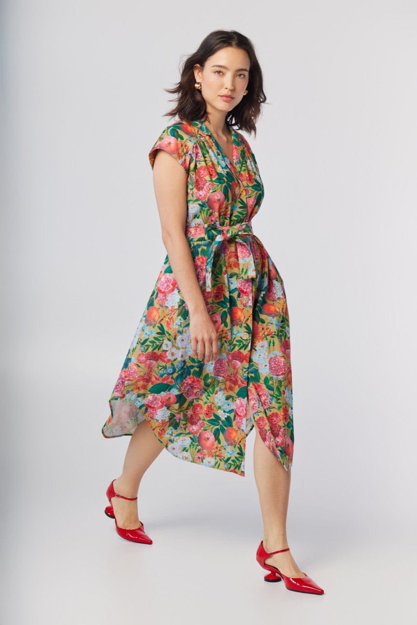 Jeane Dress in Pom Floral Linen Cotton Dresses CHRISTINE ALCALAY