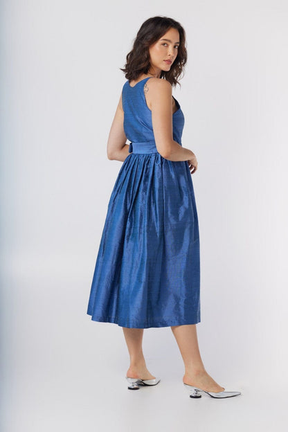 Mari Reversible Wrap Dress in Silk Dupioni Dresses CHRISTINE ALCALAY