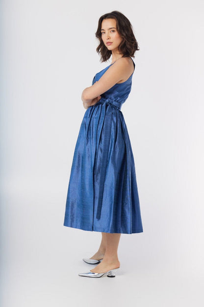 Mari Reversible Wrap Dress in Silk Dupioni Dresses CHRISTINE ALCALAY