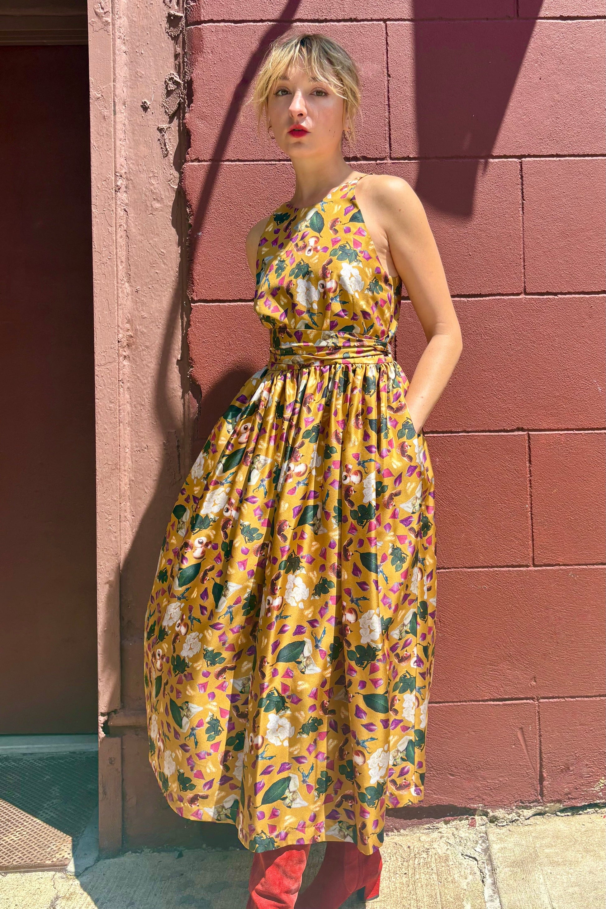 wrap waist dress Mari Reversible Wrap Dress in Lychee Silk Twill, Lychee / Medium
