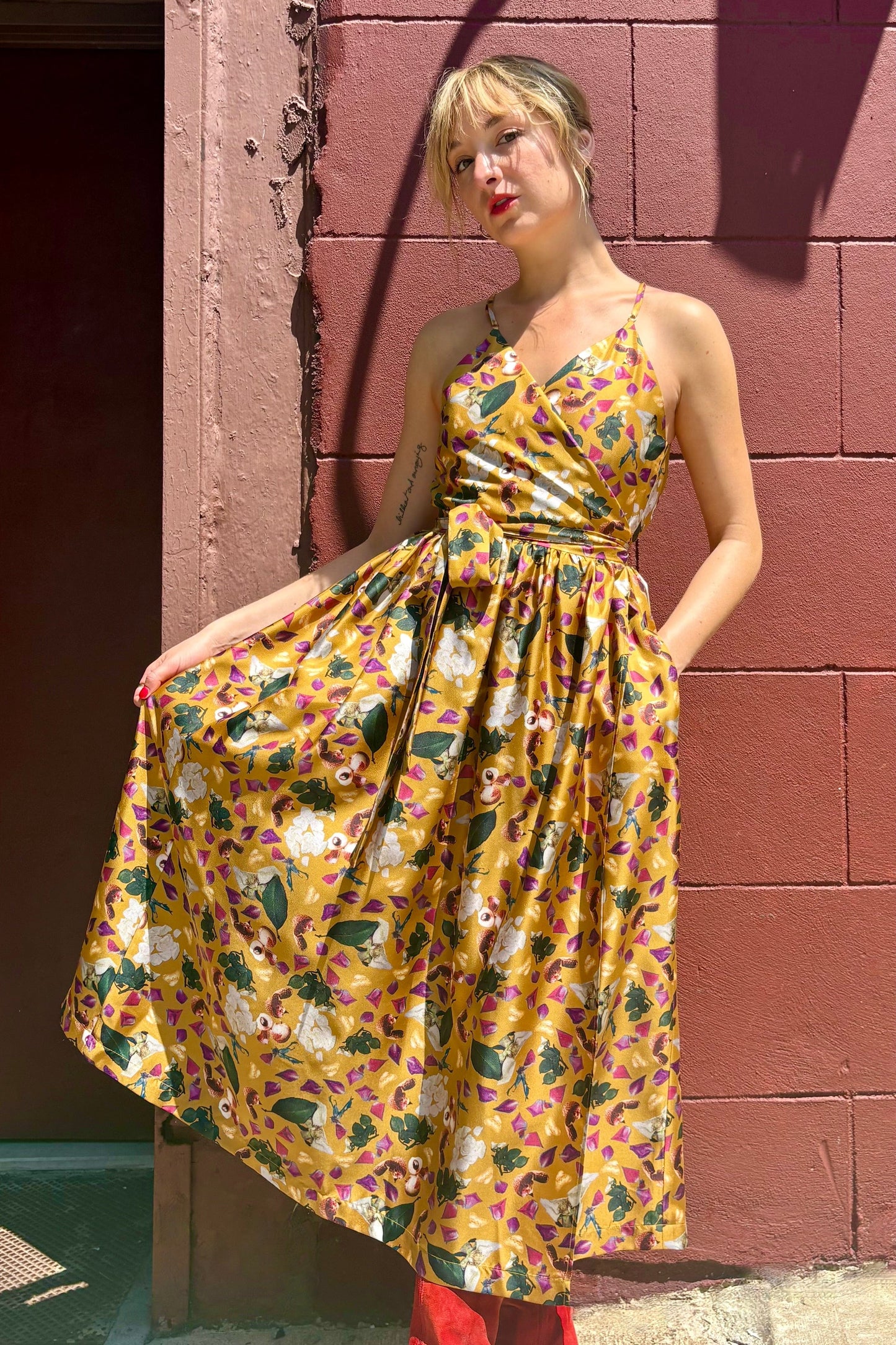 Mari Reversible Wrap Dress in Lychee Silk Twill Dresses CHRISTINE ALCALAY