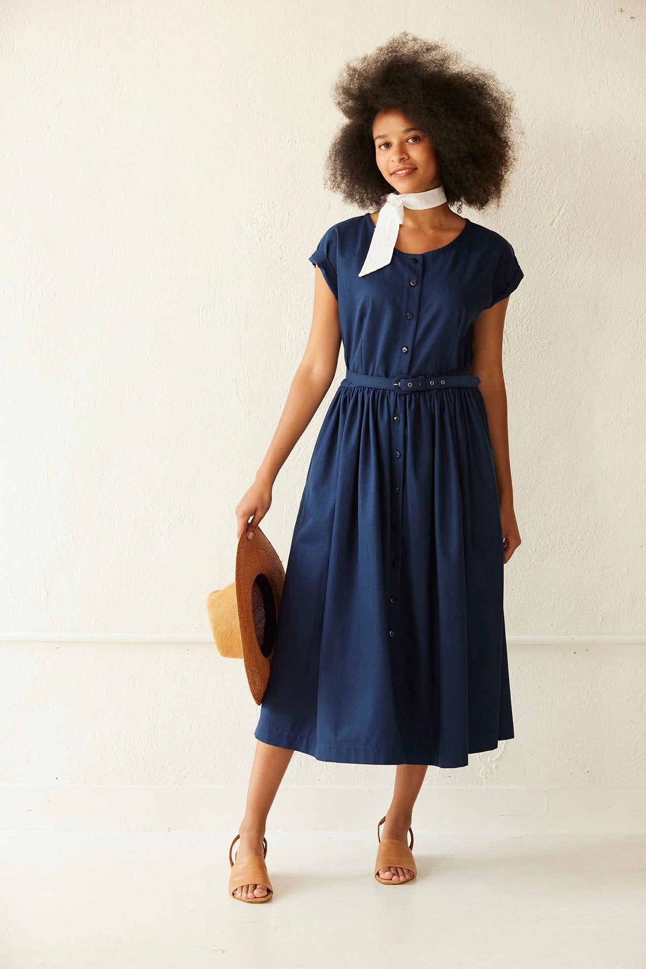 Hannah Dress in Cotton Twill Dresses CHRISTINE ALCALAY Midnight Extra Small 