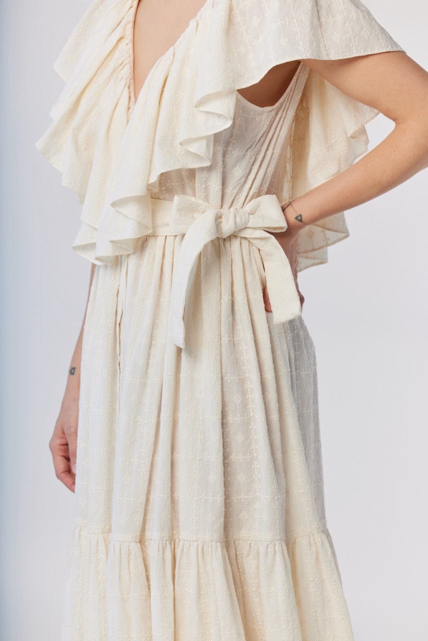 Papillon Dress in Cream Embroidered Cotton, Cream / XS/S Papillon Dress in Cream Embroidered Cotton, Cream / XS/S