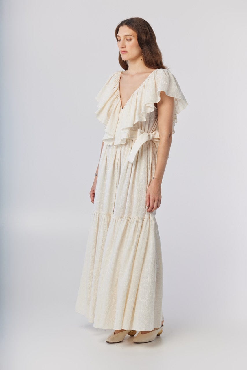 Papillon Dress in Cream Embroidered Cotton Dresses CHRISTINE ALCALAY