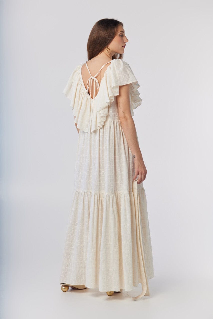 Papillon Dress in Cream Embroidered Cotton Dresses CHRISTINE ALCALAY